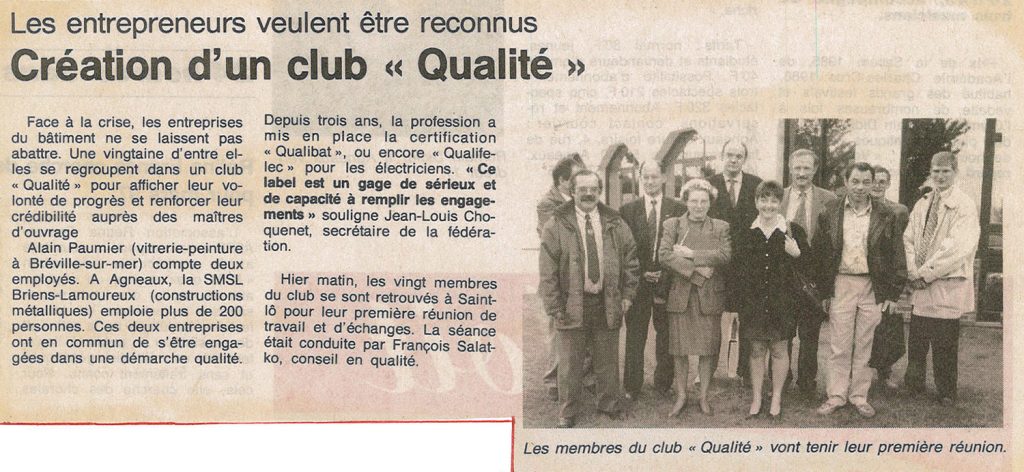 Création d’un club « Qualité »