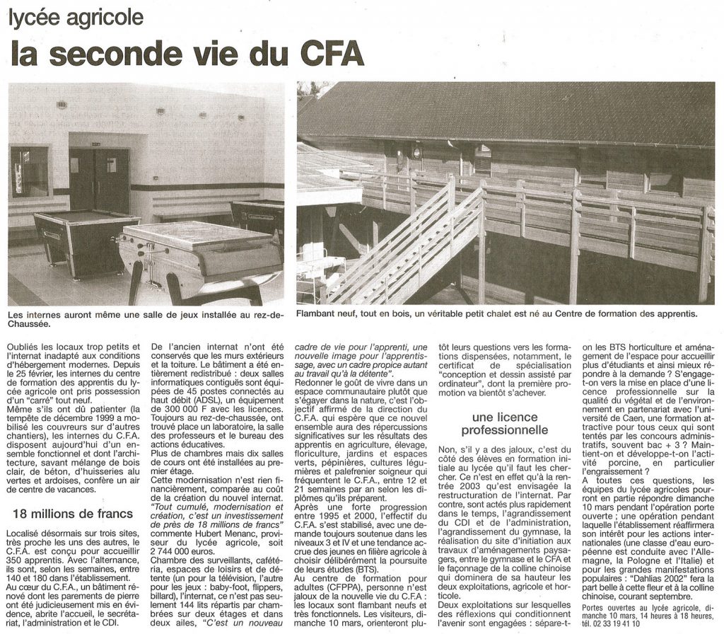 Lycée agricole – la seconde vie du CFA