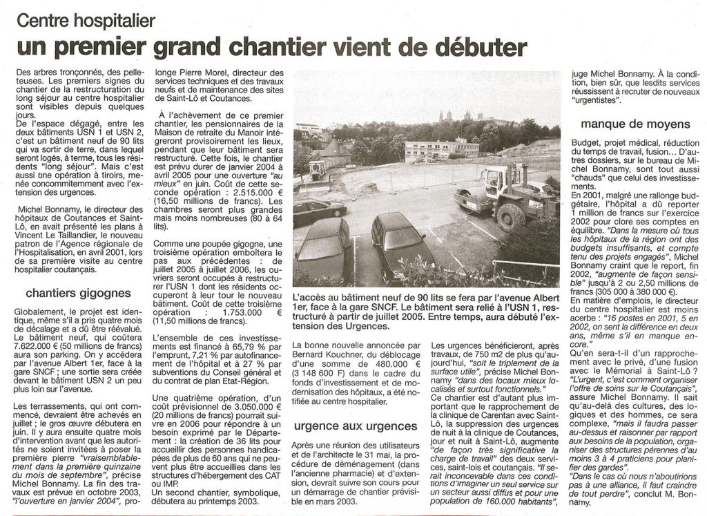 Le grand chantier du centre hospitalier de Coutances