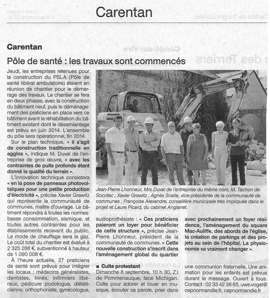 Début des travaux du Pôle santé de Carentan