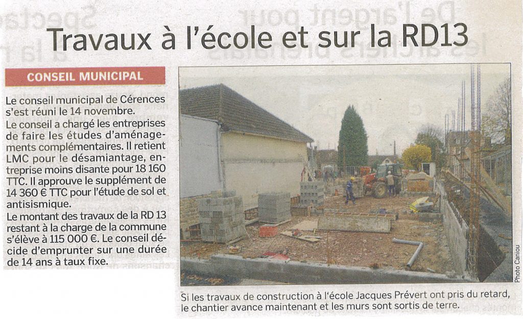 École Jaques Prévert de Cérences et sur la DR13